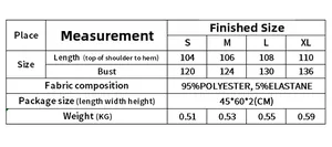 Detailed size chart for thick flannel bathrobes with measurements and fabric composition