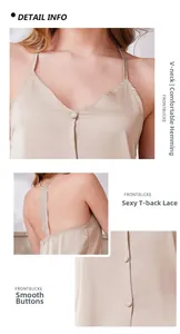 Détails du décolleté en dentelle et du dos nageur sur cet ensemble de pyjama en soie