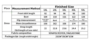 Detailed size guide table for plus size lace V-neck sleepwear dress 1XL to 5XL