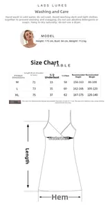 Guide des tailles pour nuisette en dentelle avec mesures M, L et XL pour un ajustement
