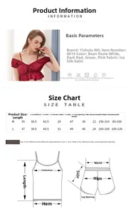 Tableau des tailles pour ensemble pyjama femme en satin de soie avec mesures