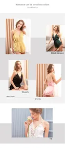 Détails des couleurs des bodies en satin et dentelle en gingembre, vert, noir et rose