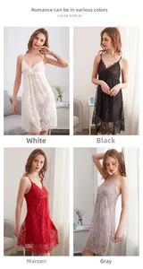 Nuisette en dentelle pour femmes en quatre couleurs avec détail d'encolure en V profond