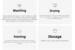 Detailed washing and care instructions for lace lingerie showing cleaning and drying icons