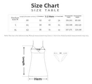 Detailed size chart for sexy lace nightgown set showing measurements in M L XL