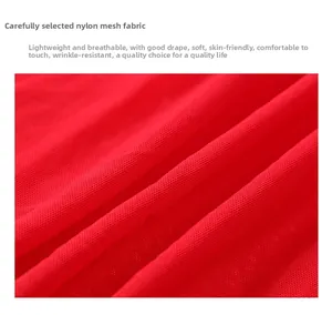 Macro shot of red nylon mesh fabric showing breathable and wrinkle-resistant texture