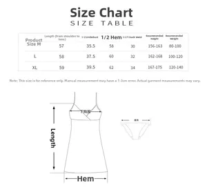 Detailed size chart for lace lingerie set showing length, bust, and weight in M, L, XL