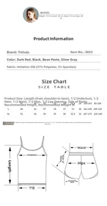 Tableau des tailles pour ensemble pyjama en satin de soie pour femme avec mesures