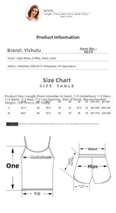 Detailed size guide table for women's satin camisole and shorts pajama set in M, L, XL