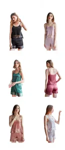 Aperçu des coloris pour ensemble de pyjama en satin de soie avec dentelle en six tons