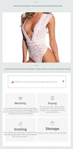 Détail du body en dentelle blanche avec décolleté en V profond et conseils d'entretien