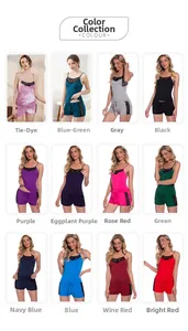 Palette de couleurs détaillée montrant 12 pyjamas en modal avec dentelle et cordon de serrage