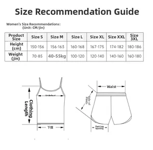 Women's modal pajama set size chart showing measurements for camisole and shorts