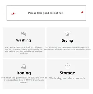 Detailed laundry care instructions and icons for silk satin pajamas with washing tips