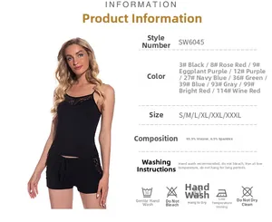 Guide des tailles et détails du pyjama deux pièces en dentelle pour femmes