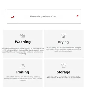 Guide d'entretien détaillé avec icônes pour le lavage et le repassage du pyjama en soie