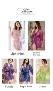 Lace chemise sleepwear collection in light pink, cherry purple, royal blue and green