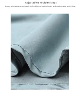 Detail view of ice silk pajama fabric featuring durable seams and adjustable shoulder straps