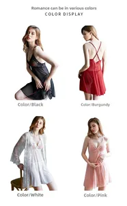 Lace lingerie set color display showing black, burgundy, white and bean red options