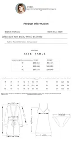 Detailed size chart for lace lingerie set including robe and nightgown measurements