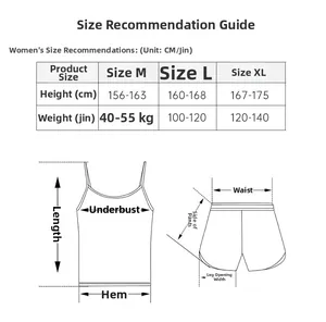 Size chart for women's satin camisole and shorts pajamas set including M L XL measurements