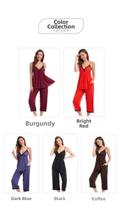 Ensemble pyjama femme en modal: bordeaux, rouge, bleu foncé, noir et couleur café