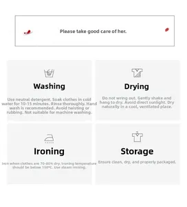 Instructions d'entretien pour chemise de nuit en coton tricoté avec détails de lavage