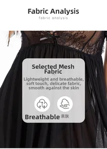 Détail de dentelle florale noire et résille transparente sur une nuisette pour femme