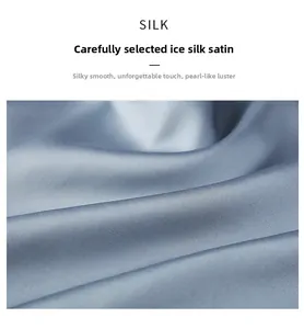 Macro detail of ice silk satin fabric with smooth texture and pearlescent luster