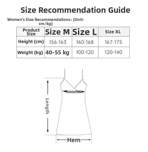 Tableau des tailles pour nuisette sexy en résille avec mesures M L XL et schémas