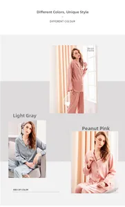 Three-color collage of women's silk pajamas in dusty rose, light grey, and peanut pink tones