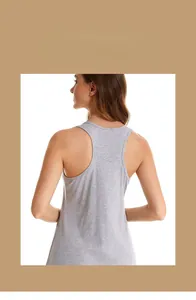 Detail of grey racerback cotton nightdress with breathable fabric and casual fit