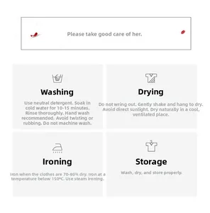 Care instructions for silk lingerie showing washing, drying and ironing guidelines