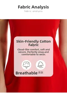Detail view of breathable skin-friendly cotton fabric analysis for red nightdress