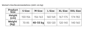 Size chart for women's cotton nightgown covering S to XXL based on height and weight