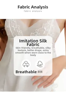 Detailed view of white silk-like fabric and delicate lace floral embroidery on chest