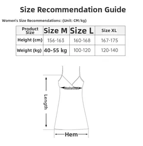 Tableau des tailles détaillé pour nuisette en coton avec guide de taille et poids
