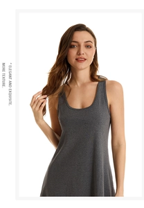 Close-up of grey stretch cotton nightdress showing soft fabric texture and U-neckline