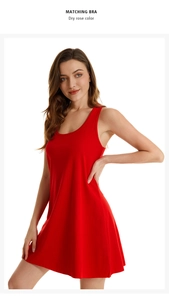 Detail of dry rose sleeveless nightdress with built-in chest pads and soft cotton fabric