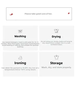 Instructions de lavage et symboles d'entretien pour chemise de nuit en coton et dentelle