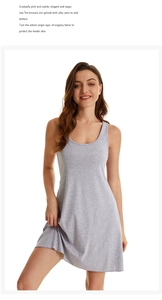 Detailed view of gray sleeveless cotton nightdress with soft A-line silhouette