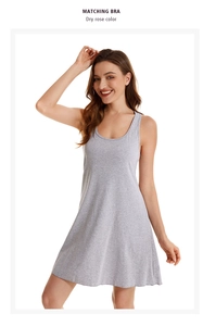 Detail of light grey stretch cotton sleepwear with soft knit texture and scoop neckline