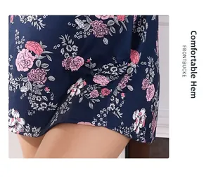 Détail de l'ourlet de la nuisette à fleurs avec bordure confortable en coton doux