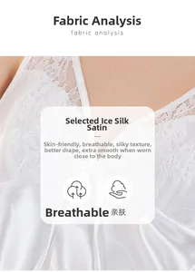 Detail of white ice silk nightgown featuring delicate lace trim and smooth satin fabric