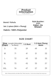 Size chart for modal knit cotton nightgown set including dress and T-back measurements