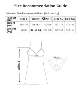 Detailed size guide table for women's printed lace nightdress with measuring instructions