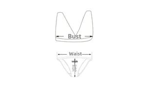 Size chart showing bust, waist, and crotch depth measurements for lace lingerie sets