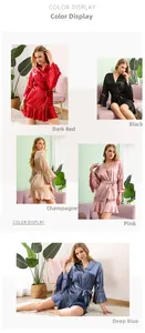Multi-color collection of satin bridal robes featuring delicate lace trim on sleeves
