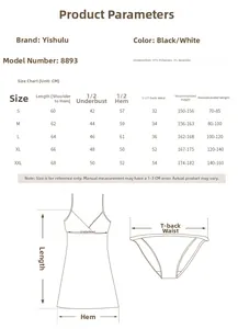 Size chart for lace lingerie nightwear set including length and waist measurements