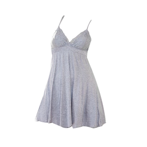Light gray Modal knit chemise with delicate lace trim and sexy deep V-neckline